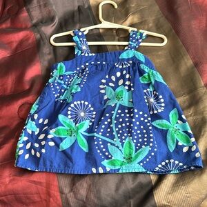 Previously loved girls flowered blue dress.